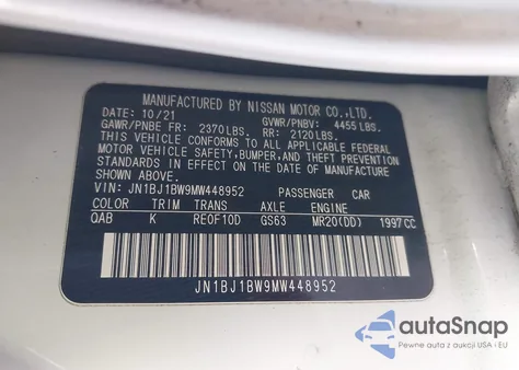 2021 Nissan Rogue Sport Sv Awd Xtronic Cvt z USA, uszkodzony, nr VIN JN1BJ1BW9MW448952